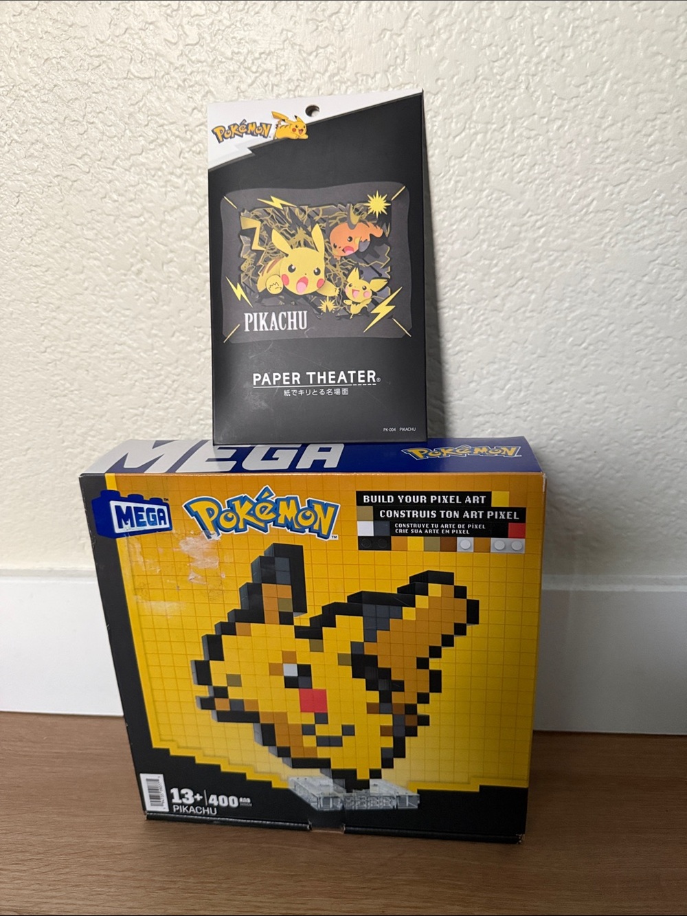 Pokemon Yellow & Black Pikachu Pixel Art Build Kit with Paper Theater